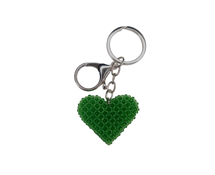 4 Antistress Heart Beaded Keychain in Green - Image 1
