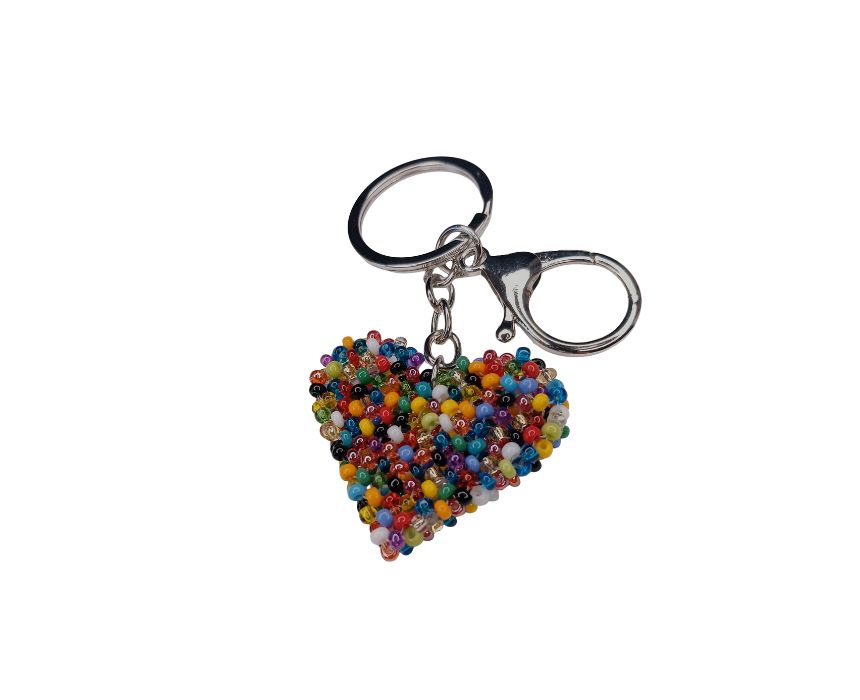 7 Antistress Heart Beaded Keychain in Multicolor - Image 1