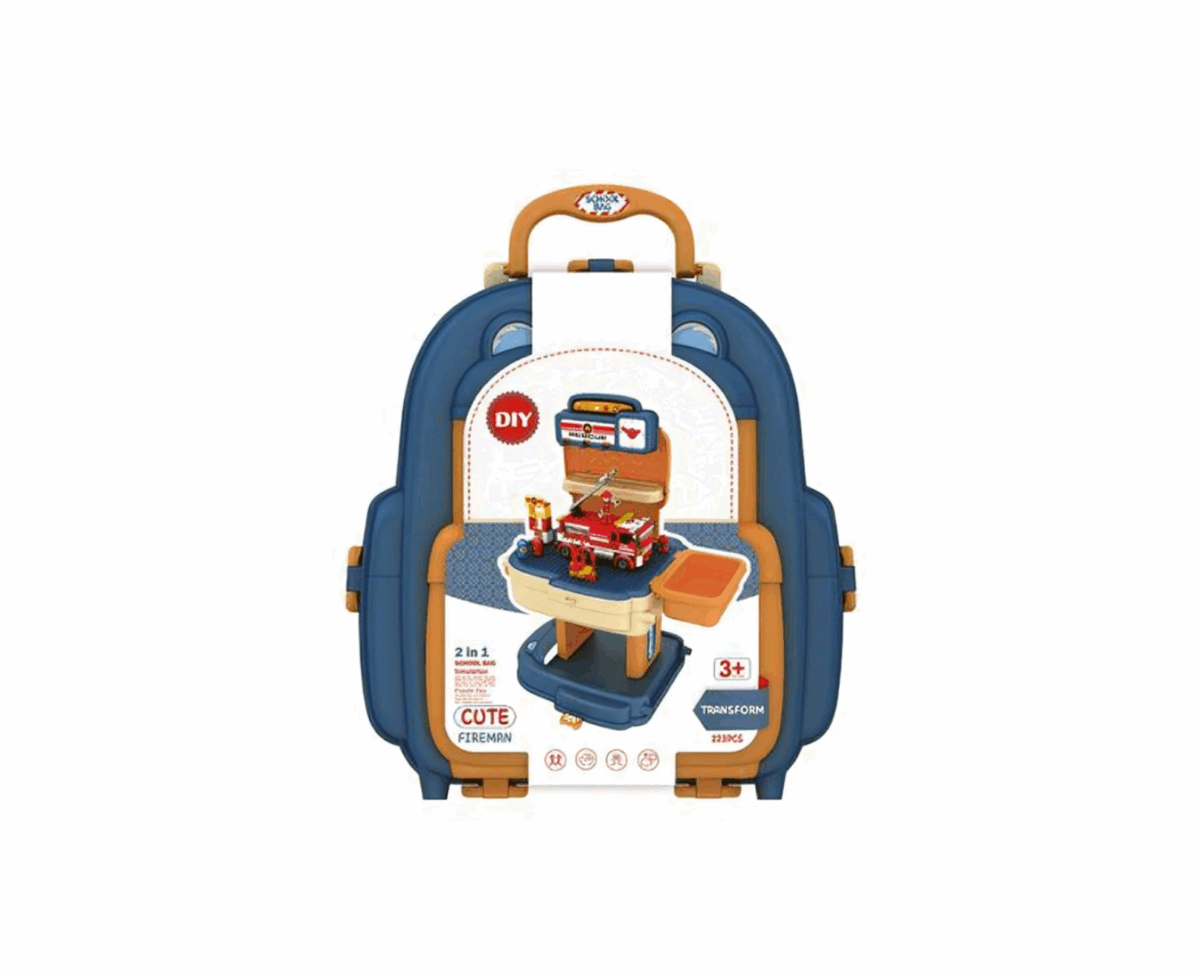 Two in One Fire Station School Bag and Playset - Image 