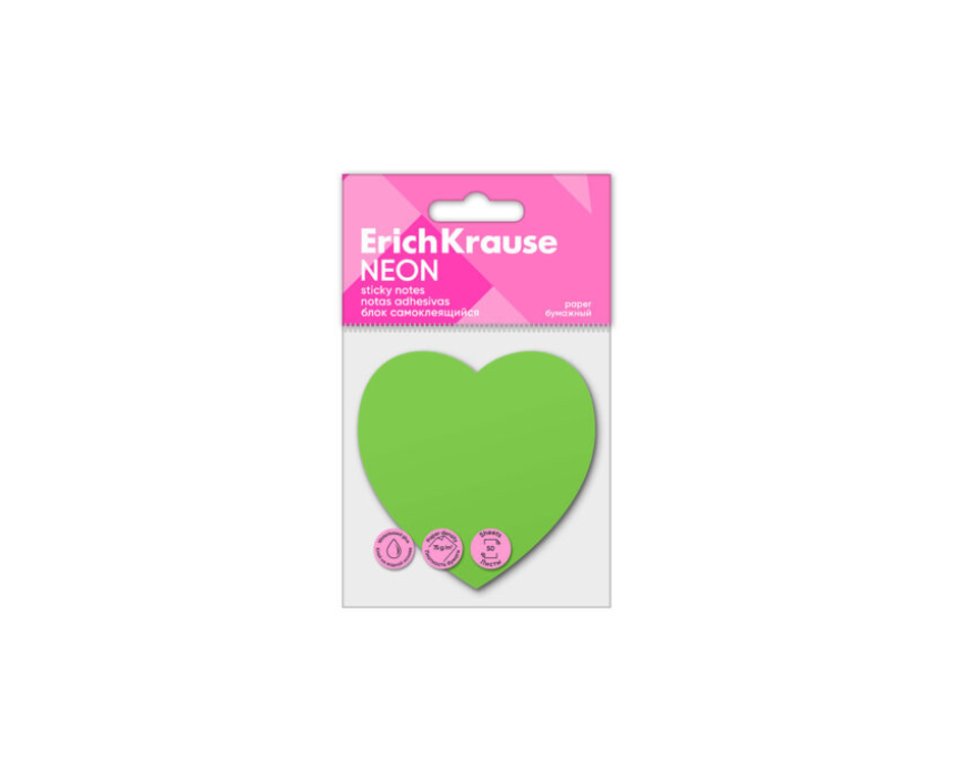 19 Heart Neon Sticky Notes in Green - Image 1