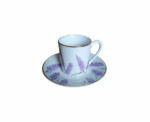 Hand Painted Lavender Coffee Cup with Saucer - Image 