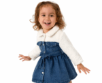 Plush Girl Denim Dress in Navy Blue - Image 