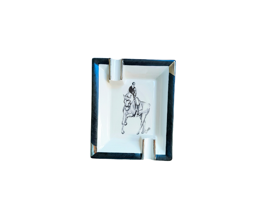 18 Hand Painted Horse Cigar Ashtray - Image 1