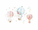 Pastel Hot Air Balloons & Animals Wall Decal - Image 