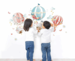 Pastel Hot Air Balloons & Animals Wall Decal - Image 