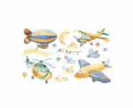 Watercolor Airplanes Wall Decal - Image 