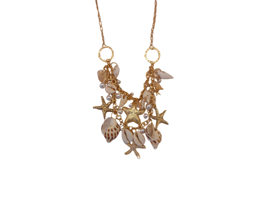 4 Star Fish and Sea Shells Necklace - Image 1