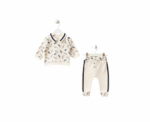 Patterned Baby Boy Set in White - Image 