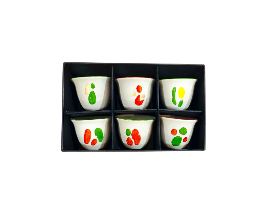 9 Hand Painted Dots Chaffe Coffee Cups 6pcs - Image 1