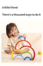 46 pcs Montessori Wooden Rainbow Building Block - Image 