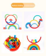 46 pcs Montessori Wooden Rainbow Building Block - Image 