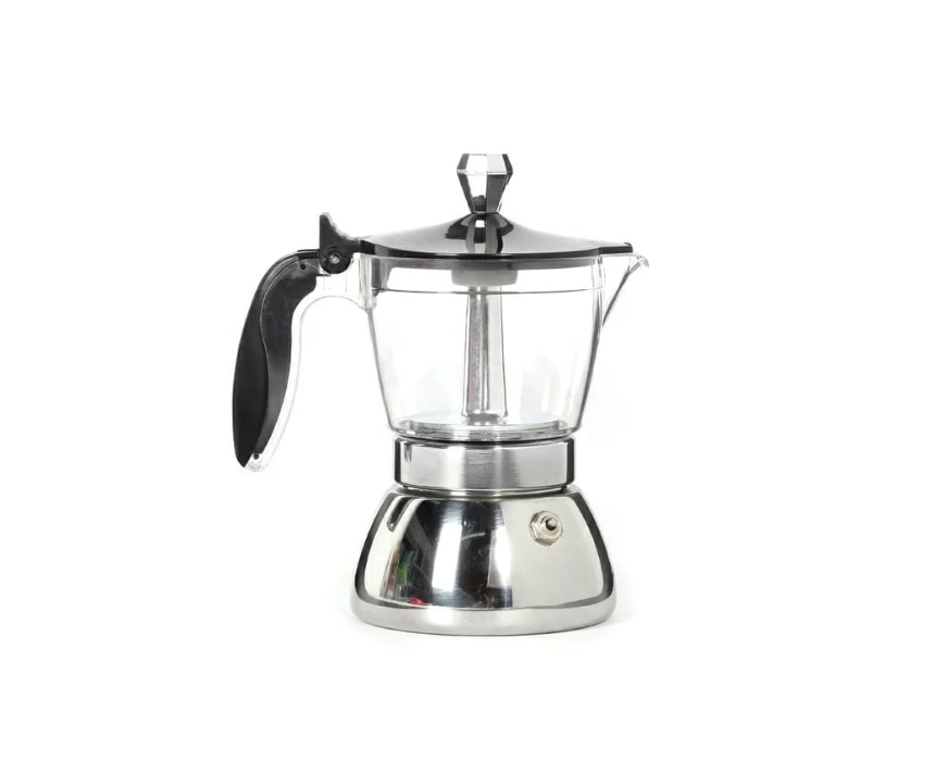 1 Transparent Moka Pot with 4 Plexi Cups - Image 1