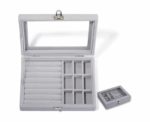Grey Velvet Jewelry Storage Box Organizer - Image 