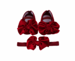 Floral Set in Burgundy 0-6M - Image 
