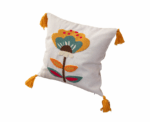 Tufted Embroidered Floral Cushion Cover with Tassels - Image 