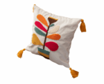 Tufted Embroidered Cushion Cover with Tassels - Image 