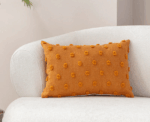 Burnt Orange Textured Tufted Lumbar Pillow - Image 