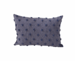 Navy Blue Textured Tufted Lumbar Pillow - Image 