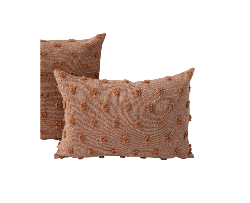 1 Textured Terracotta Knot-Dot Cushion - Image 1