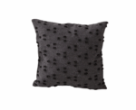 Dark Charcoal Textured Tufted Throw Pillow - Image 