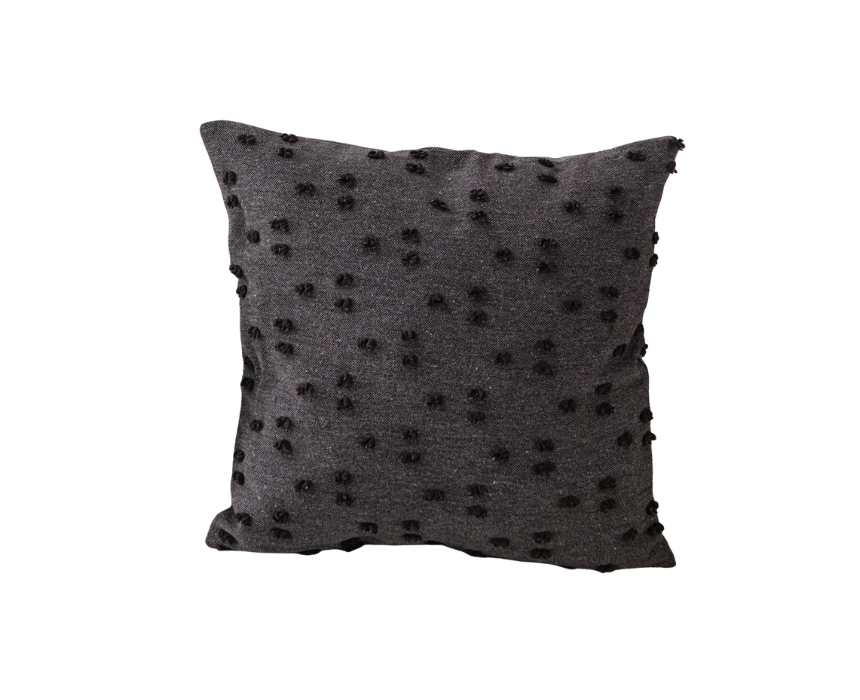 1 Dark Charcoal Textured Tufted Throw Pillow - Image 1