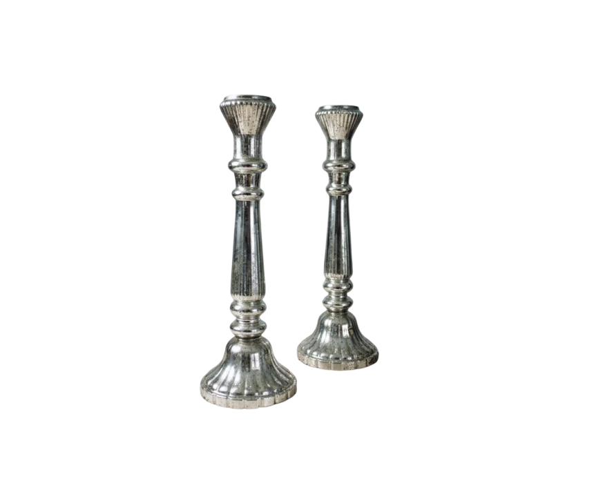 1 Identical Glass Table Candlesticks - Image 1