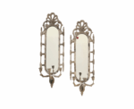 Vintage White Steel Mirrors with Candle Holders - Image 