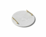 Luxury White Marble Round Serving Tray - Image 