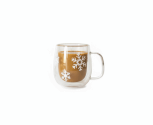 Snowflakes Double Glass Cup - Image 