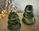 Green Glass Candle Holders - Image 