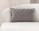 Gray Textured Tufted Lumbar Pillow - Image 