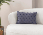 Navy Blue Textured Tufted Lumbar Pillow - Image 