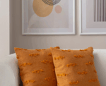 Burnt Orange Textured Woven Throw Pillow - Image 