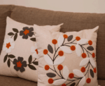 Autumn Leaves – Floral Branch Cushion - Image 