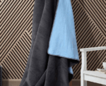Double-Face Fleece Blanket – Reversible Soft Throw in Blue - Image 