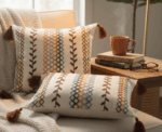 Boho Embroidered Rectangular Cushion Cover with Tassels - Image 