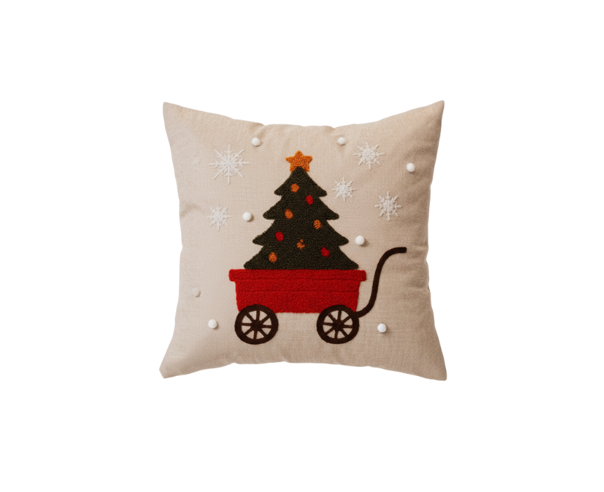 2 Christmas Tree Wagon Cushion - Image 1