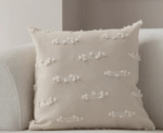 Beige Textured Woven Throw Pillow - Image 