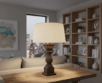 Brown Wooden Table Lamp - Image 