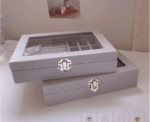 Grey Velvet Jewelry Storage Box Organizer - Image 