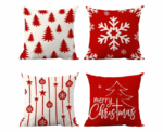 Christmas Cushion Covers Set in Red White - Image 
