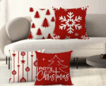 Christmas Cushion Covers Set in Red White - Image 