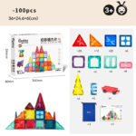 3D Multicolor Dazzling Magnetic Tiles 100 pcs - Image 