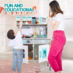 Wooden Kitchen Playset with Sounds and Lights - Image 