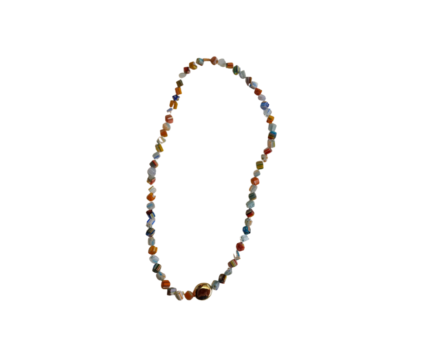 8 Handmade Colorful Necklace with Gold Pendant - Image 1