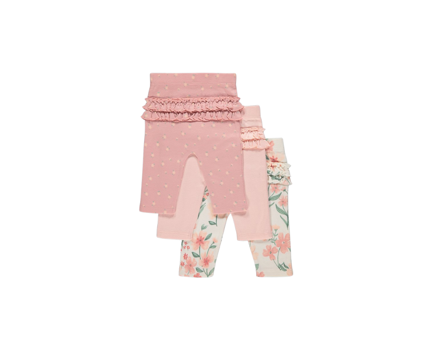 9 Pink Floral Frill Leggings (3-6 Months) - Image 1