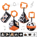 Black and White Geometric Hanging Rattle Set - Image 