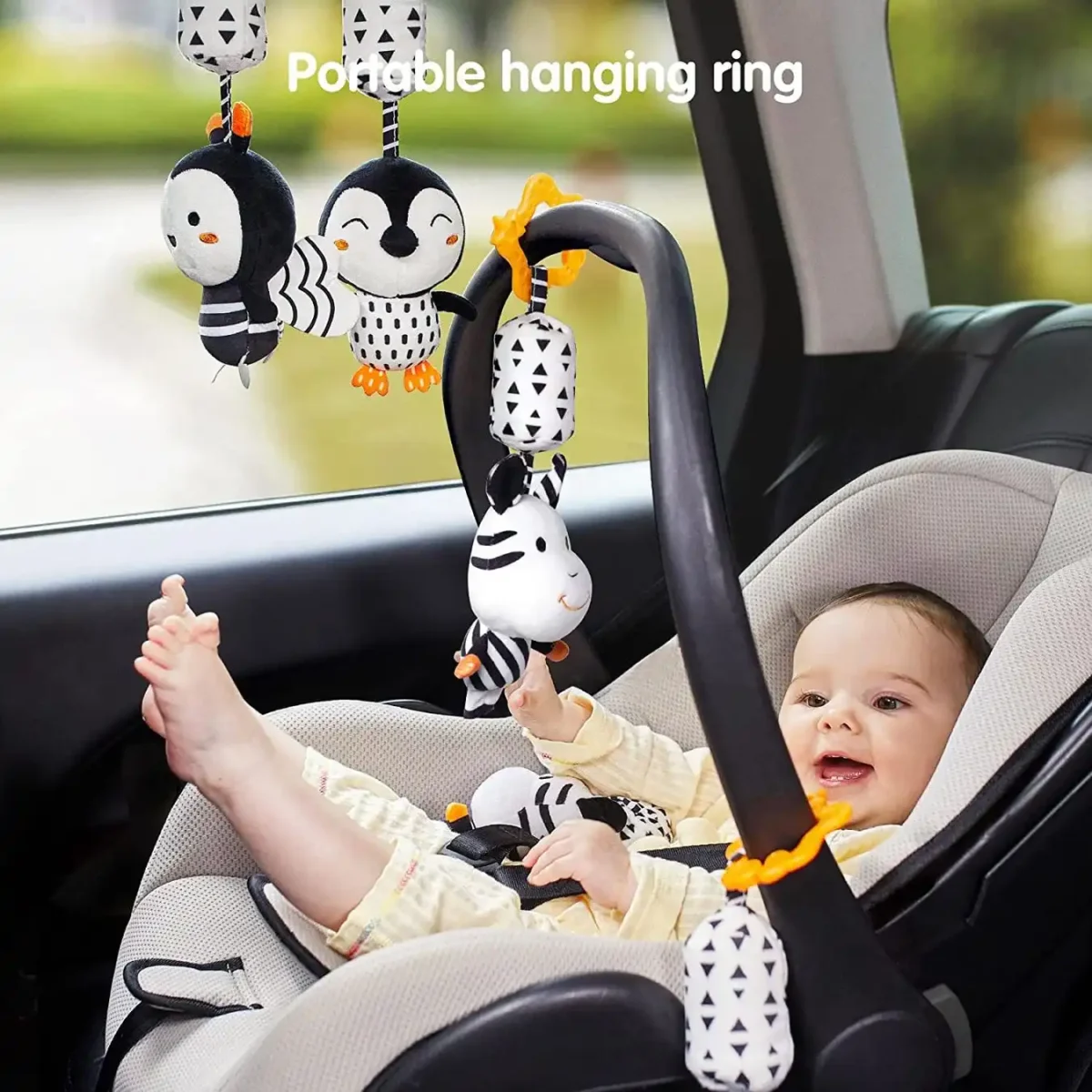 Black and White Animal Hanging Rattle Set - Image 