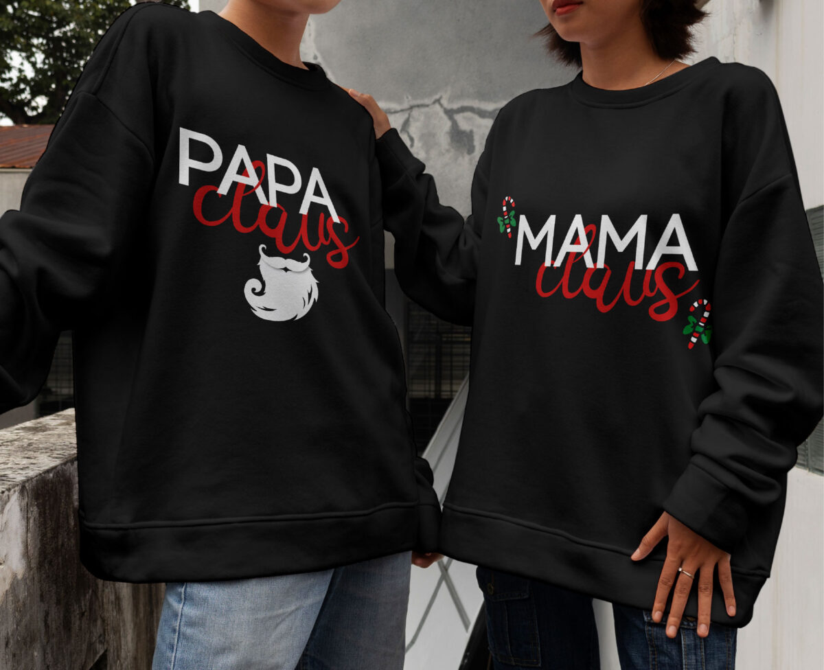 Papa and Mama Claus Sweaters Set - Image 