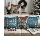 Christmas Cushion Covers Set in Blue - Image 
